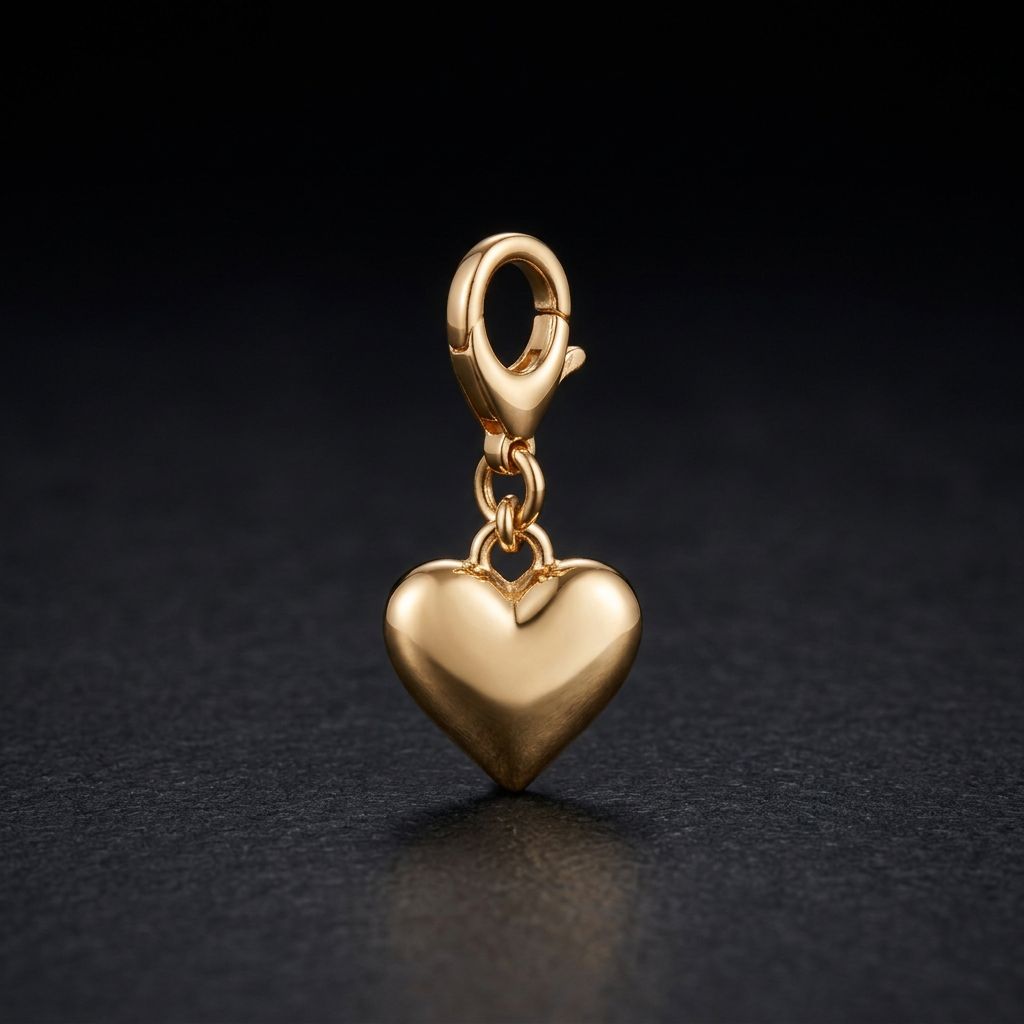 Golden Heart clip-on charm with warm light-gold clasp
