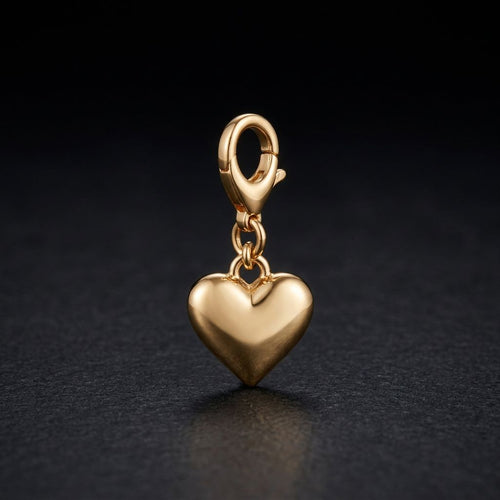 Golden Heart clip-on charm with warm light-gold clasp